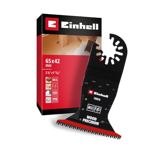 Original Einhell lame de scie plongeante en acier carbone pour le bois (largeur 65 mm, profondeur 42 mm, revêtement PTFE, denture japonaise, bord courbé, changement rapide)