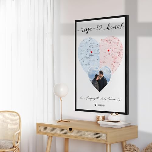Image of Ritwika's Personalized Picture Frame - Customize Your Photo, Name, Message, Place And Song | For Couples and Friends | In Two Size 9.5 x 13.5 and 13.5 x 19.5 Inch, Set of 1