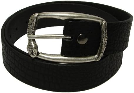Tobacco Road Rocker Black Leather Belt Snake Design Buckle Belt Size: 36