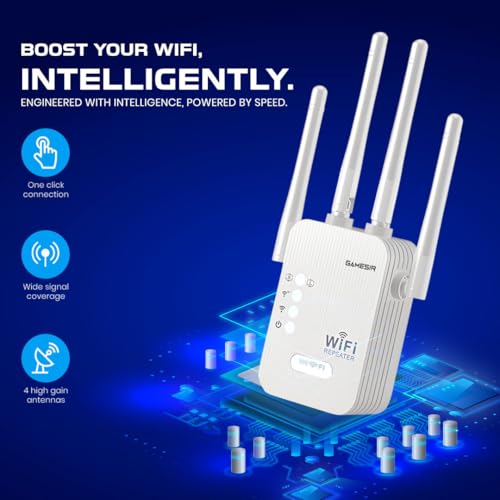 Image of GameSir WiFi Repeater 300Mbps Wireless Range Extender | 4 High-Gain Antennas | WiFi Signal Booster for Home, Office, | Supports WPS, AP & Repeater Mode (5)