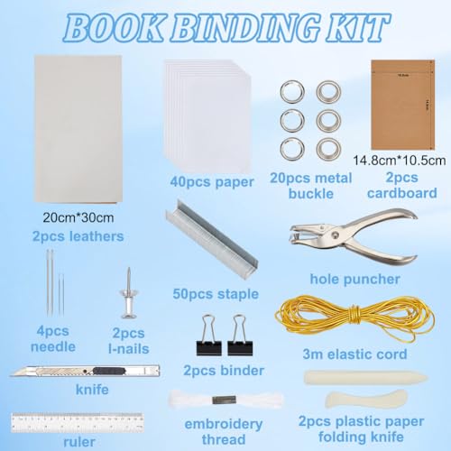WEBEEDY Bookbinding Kit Make Your Own Button Journal Book Making Kit for Adults DIY Craft Kit Complete Bookbinding Supplies Kit with Thread - Image 2