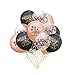 15pcs Happy New Year Balloons Sets Latex Balloons Party Balloons Rose Gold Confetti Balloons Anniversary New Year Party Supplies Decorations Home Party Decor, 12inch (Blak & Rose Gold)