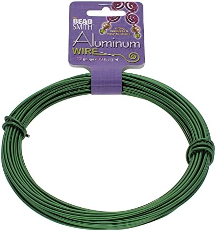The Beadsmith Anodized Aluminum Wire – 12 Gauge – 39 feet – Kelly Green Color – Bendable Craft Wire Used to Jewelry Making, Wire Wrapping, Sculpting, Floral, Modeling and Other DIY Arts & Crafts