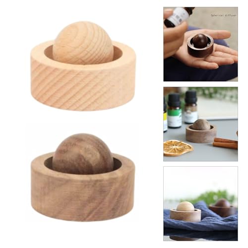 Difusor aromático eléctrico de madera esférico artesanal miniatura 2