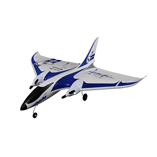HobbyZone Delta Ray RC Airplane BNF (Transmitter Not Included) with SAFE Technology | 1300mAh 2S 7.4V 20C LiPo Battery | Charger (White/Blue), 863mm