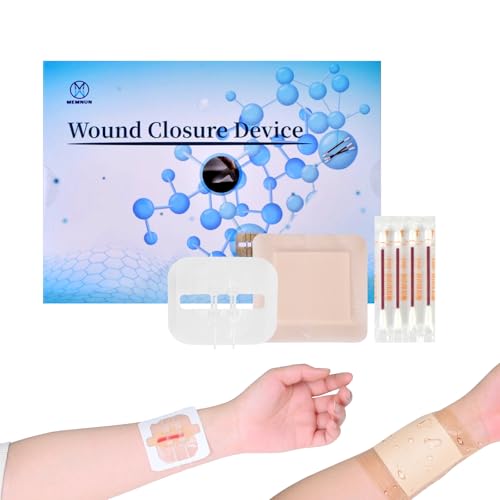 MEMNUN Cura delle ferite, medicazioni impermeabili, tamponi sterili di cotone, suturatrici per ferite (1 set di medicazioni impermeabili, 1 set di suturatrici per ferite, 4 tamponi sterili di cotone)