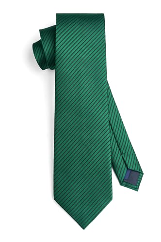 Image of HISDERN Mens Striped Tie and Pocket Square Set Necktie for Men | soft smooth texture, wrinkle-free, neat hand-tied knot, gifting ready, regular 3.4 width, coordinated look, business wedding