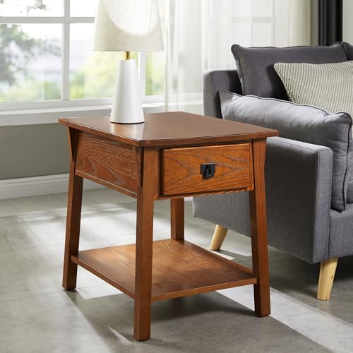Image of Leick Home Mission Nightstand Side Table, 22 inch, Russet