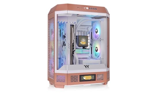 Gabinete Thermaltake Tower 600 Mocha Mousse Mid Tower para PC con diseño vertical y soporte para E-ATX y ATX, vidrio templado, soporte para radiador de 420 mm miniatura 6