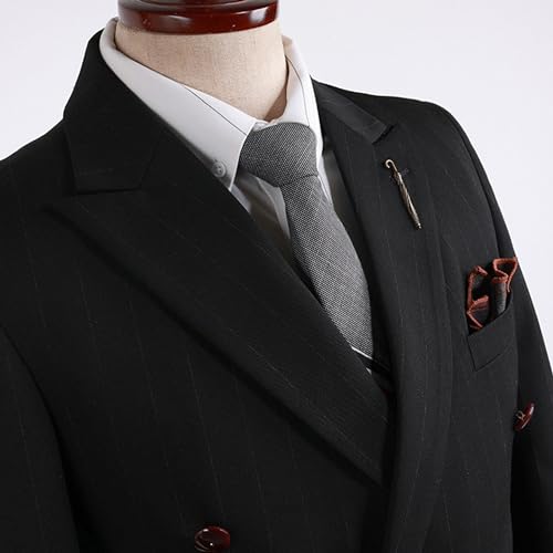 Mens Stripe Double Breasted Prom Suits Wedding Slim Fit Tuxedo Suit Business Regular Formal Male Blazer4