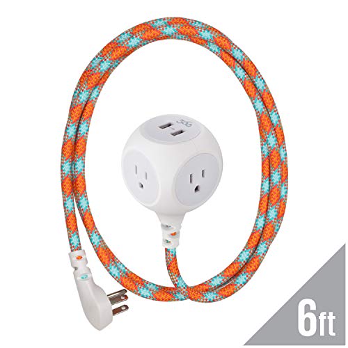 360 Electrical 360466 Habitat Braided Extension Cord w/ 2.4A Dual USB, 6 ft
