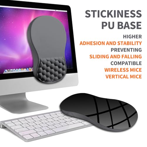 Image of Ergonomic Joint Wrist Support Mouse Pad with Memory Foam Cushion Massage Bump, Carpal Tunnel Pain Relief Mousepad Slope Design for Wrist Rest, 11.8x7.9 in, DimGray