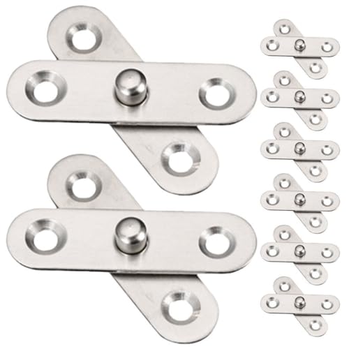 Housoutil 8pcs Rotatable Hidden Hinges Stainless Steel Folding Door Hardware for Cabinets and Furniture Easy Installation and Smooth