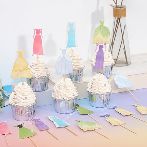 Image of Princess Party Cupcake Topper, Princess First Birthday Party Decoration | Dress Birthday Cake Decoration,Girl's 1st Party Supplies