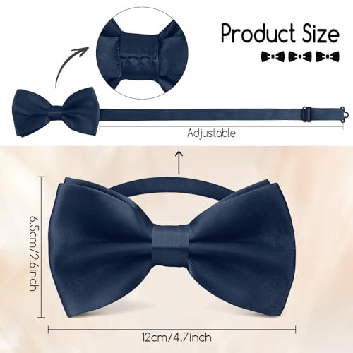 Image of Bow Ties for Men,Mens Bow Tie,Black Ties for Men,Black Tie Adjustable Solid Color Pre-tied for Boy Party Wedding