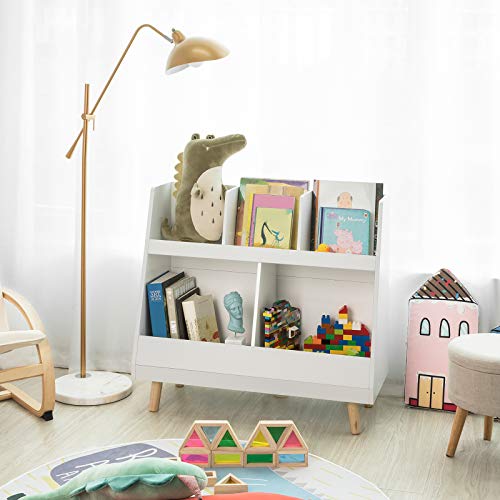 Image of Haotian KMB19-W, Children Kids Bookcase with 5 Compartments, Storage Book Shelf, Storage Display, Rack, Organizer, Holder