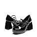 DREAM PAIRS Women's Platform Mary Jane High Chunky Closed Toe Heels Block Square Toe Double Strap Dress Pumps Fashion Party Y2K Shoes,Size 8.5,Black-Pat,DWUMPU2572