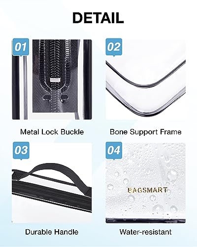 Image of BAGSMART Clear Toiletry Bag with Handle 2-Pack TSA Approved, Black | Water-resistant Travel Toiletry Bag, Carry On Travel Accessories Bag, Airport Airline Quart Size Bags Women Men, Makeup Bag