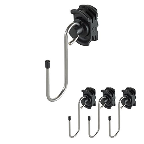 4 x Kerl Butler - Automotive Fitting mit Haken für Airlineschienen (z.B. LS-AL-10006, etc.), Endbeschlag, Stahl, schwarz-Silber