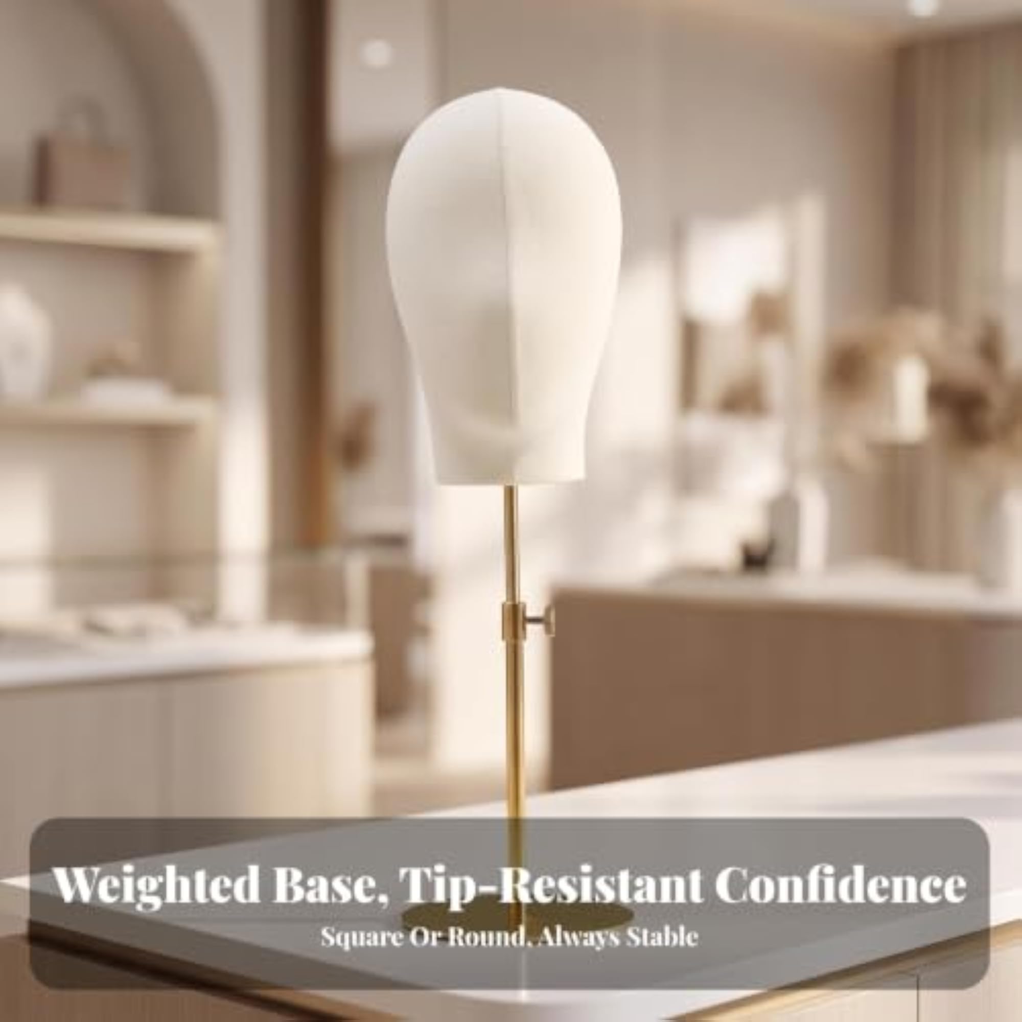 Adjustable Height Professional Mannequin Head with Stable Base