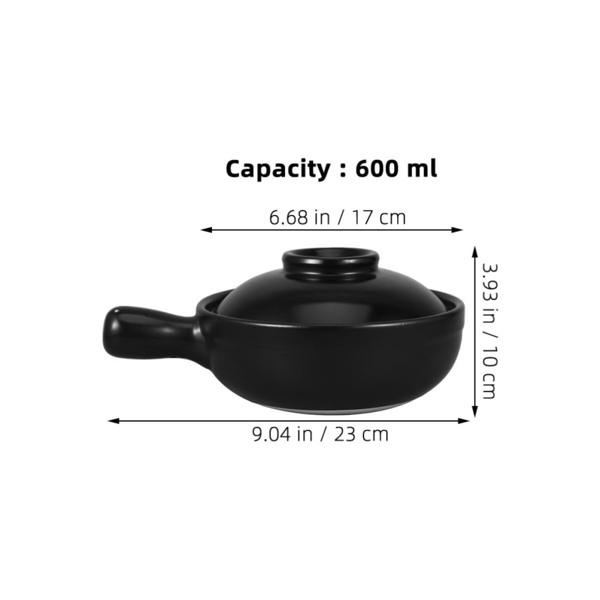 Kichvoe Cazuela de Barro Negra 600ml Tradicional Multifuncional para Guisos
