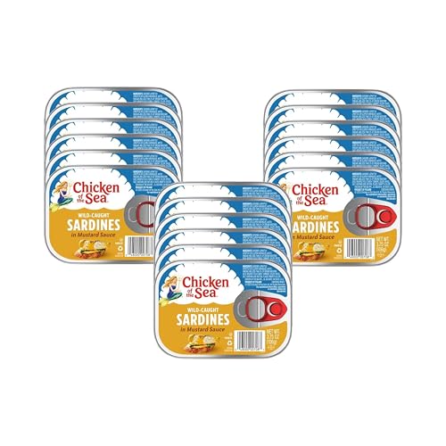 Chicken of the Sea Wild Caught Sardines in Mustard Sauce, 3.75 oz Cans, 18-Count – High Protein Nutritional Powerhouse Canned Sardines – Perfect in Any Dish or as Ready to Eat Meals