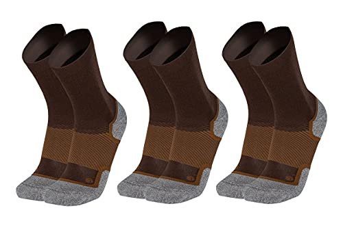 OrthoSleeve WC4 Wellness Socks for Diabetes,Edema,Neuropathy & Circulation (Crew, Medium, Brown, 3 Pack)