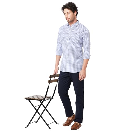 Image of KENNETH COLE New York Mens Slim Fit Cotton Spread Collar Long Sleeve Patch Pocket at Chest Casual Shirt