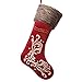 Valery Madelyn 21 inch Luxury Red Gold Christmas Stockings with Baroque Patterns and Faux Fur Cuff, Themed with Tree Skirt (Not Included)