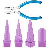 Mkcavne 4 mandriles para hacer joyas, alicates de punta de nailon, alicates de punta ovalada, herramientas de envoltura de alambre cuadrado para dar forma de curva de metal