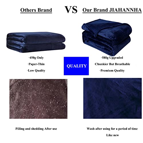 Jiahannha Fleece Blanket Plush Throw Blanket Navy Blue(50 By 60 Inches),Super Soft Fuzzy Cozy Flannel Blanket For Couch Sofa Bed.microfiber Blanket Lightweight #TOP1