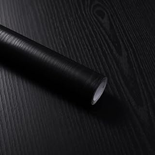 Sticky Back Plastic Roll Black Wood Effect Vinyl Wrap Self Adhesive Wallpaper 40cm X 300cm Waterproof Peel and Stick Wallpaper for Decorative Kitchen Worktop Table Christmas Decorations