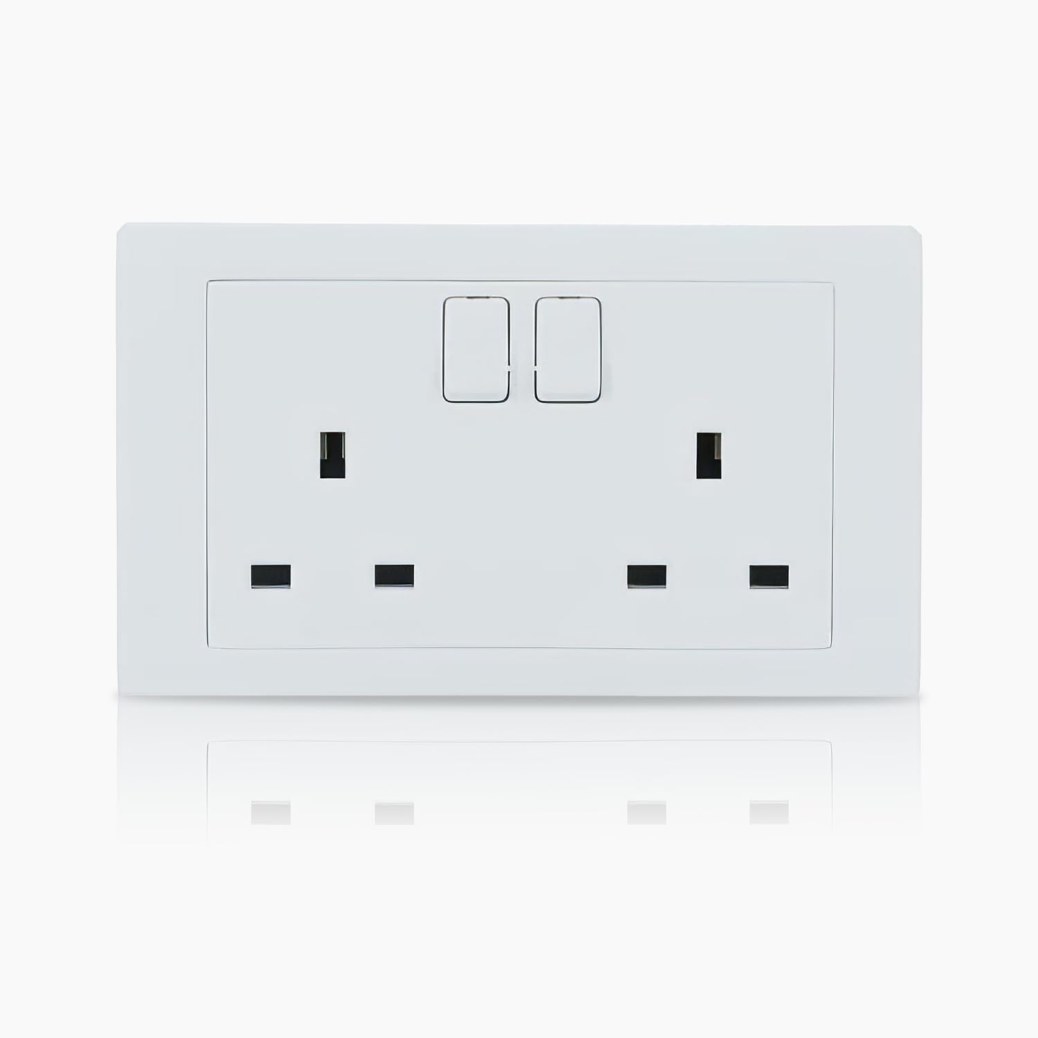 ABB ABB Inora 2 Gang Switched 13A Plug Socket • Premium 13 Amp Plug Socket • Single Pole • White