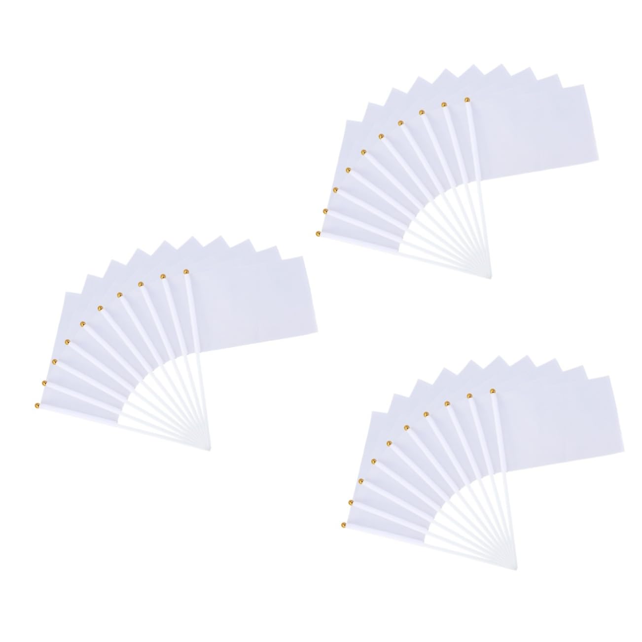 STOBOK 72pcs Hand- White Flags for Referees and Racing Events Waving Banners for Sports Parties and Celebrations Easy to Assemble and Hold