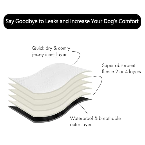 CuteBone Hundewindeln für Weibliche Welpen, Waschbar und umweltfreundliche Damenbinden Höschen für Ungeübte Welpen, Hunde in Hitze, Menstruation und Inkontinenz D60M-DE