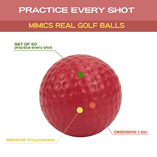 image for REYSHIN 50 Packs Foam Golf Practice Balls - Realistic Feel and Long La