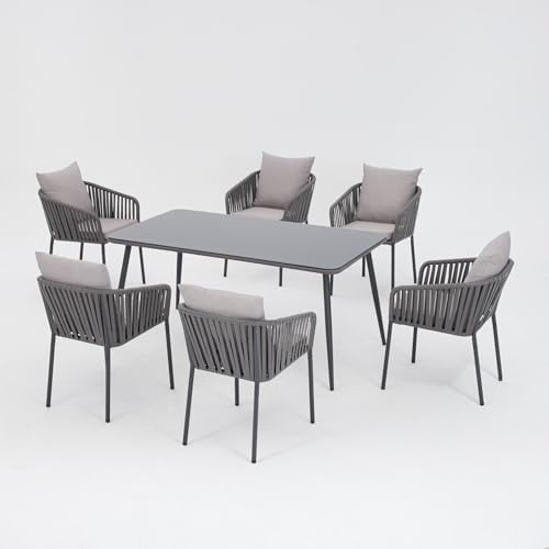 Home Detail Garden Dining Set for 4 or 6, Outdoor Dining Table and ...