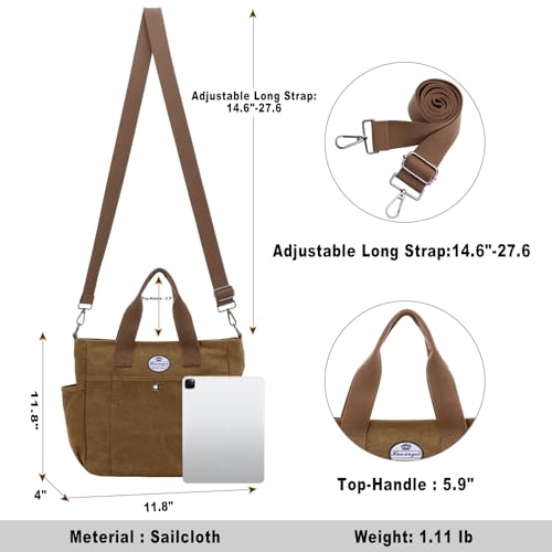 Image of HUA ANGEL Canvas Everyday Tote Bags for Women Medium Crossbody Purses Handbags with Multiple Pockets for Work Travel Beach