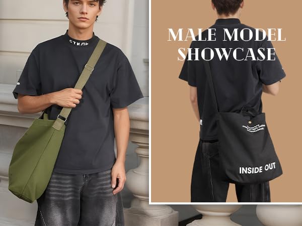 Image of Large Canvas Tote Bag for Women inside out Bag Crossbody Shoulder Bag with Adjustable Strap for Work Travel Shopping