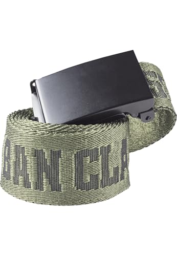 Urban Classics Herren Jaquard Logo Belt Gürtel, per pack Mehrfarbig (blk/darkolive/blk 01427), 120|#120|#680 (Herstellergröße: 120cm)