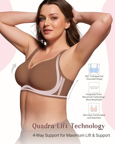 As Fairy Women's Supportive Wireless Bra Full Coverage No Underwire Plus Size Seamless Bralette for Large Breasts(Coffee 36B) — view 3