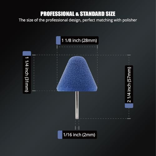 Image of SPTA Blue Mdium Cut Mini Cone Polishing Pad Sets with 1 /8 inch Shank, 5Pcs Orange Flexible Shaft Cone Polishing Pad Set,Car Detailing Pads for Small Area for Flexible Shaft & Drill Attachment -PT190-5
