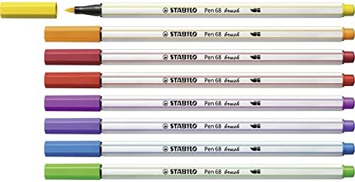 STABILO Pen 68 brush Premium Fibre Tip Pen Set of 8 - Spring Tones, Multicolor