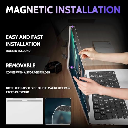 Image of Saco Magnetic MacBook Air M4 Screen Protector 15 Inch (2025-2022) | Compatible with M4 A3241 M3 A3114 M2 A2941 | Removable Anti-Glare+Anti-Reflection Laptop Screen Guard