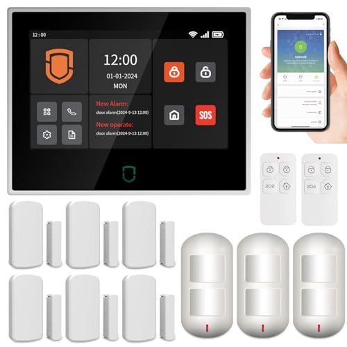 Wolf Guard WT4F - Sistema di allarme di sicurezza Smart Home, touchscreen da 7 pollici, 4G/WiFi, sistema di allarme domestico per applicazioni Tuya Smartlife (WT4F-06)