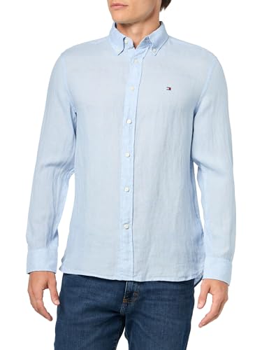 Image of Tommy Hilfiger Men's Long Sleeve Casual Linen Button Down Shirts in Regular Fit