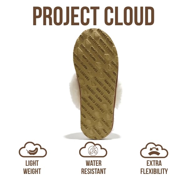 Image of Project Cloud Genuine Leather Slippers for Women with Genuine Fur Lining, Non-Slip Indoor /Outdoor Clog Mule Slippers, Memory Foam Insole