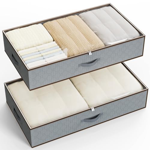 Luofni Graue Unterbettkommode mit Braunem Rand