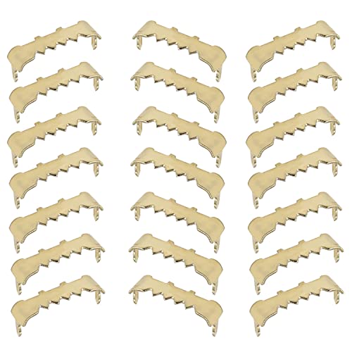 Image of MroMax 500PCS No Nail Sawtooth Picture Hangers 1.14 inch Nailess Zinc Plated for Hard and Soft Wood Frames Hanging Gold