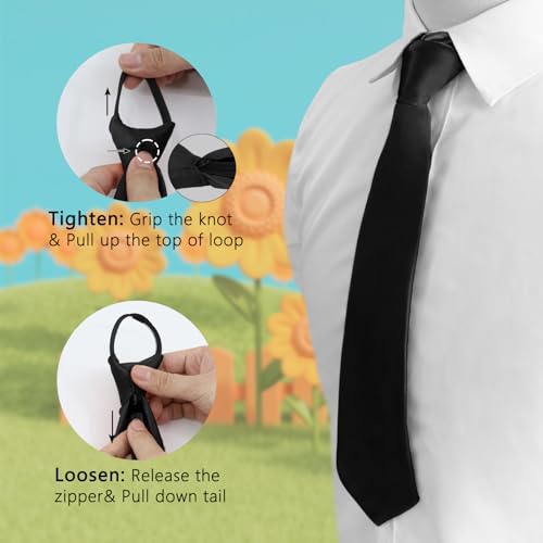 Pre-tie Zipper Kids Ties - Black/Red for Boys & Girls 8-142